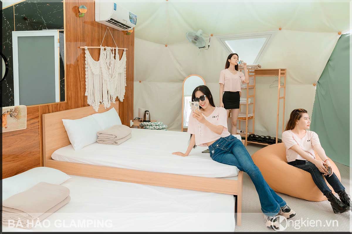 Nội thất dome house sang trọng tại Bà Hào Glamping