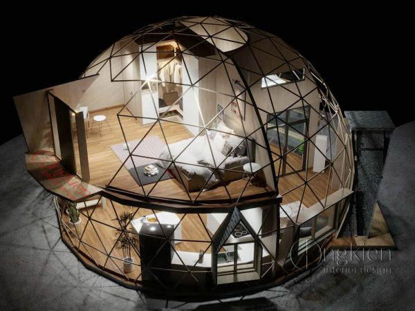 Hình ảnh thiết kế Dome House đường kính 10m