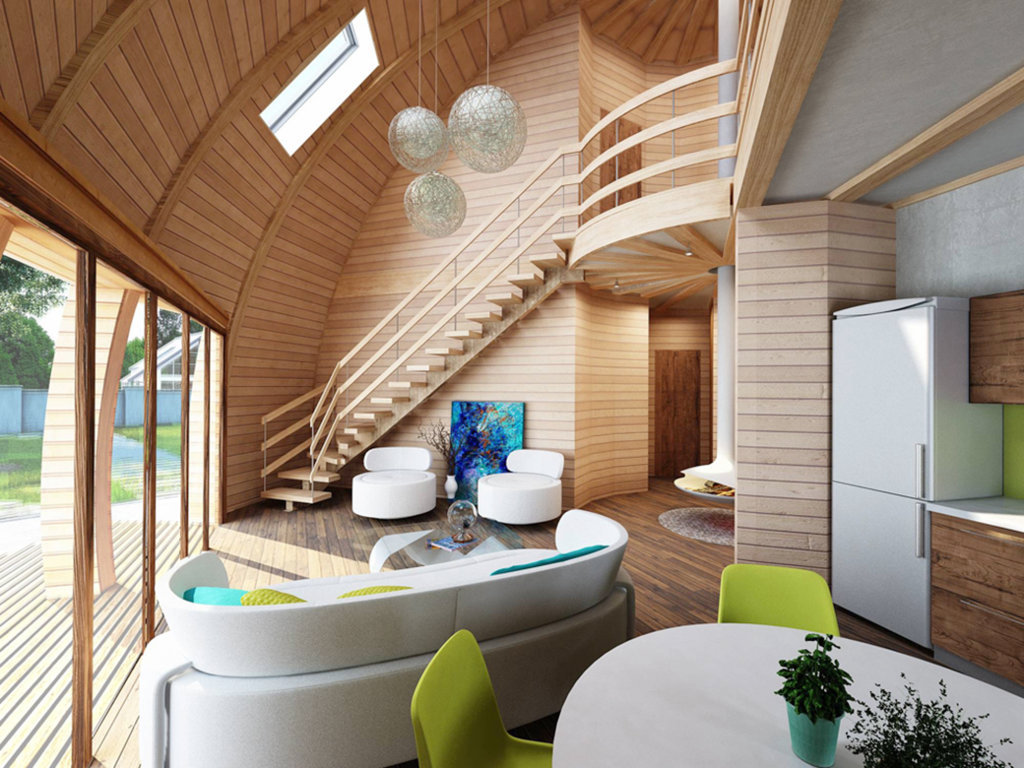 Thiết kế nội thất phòng khách cho nhà vòm dome house