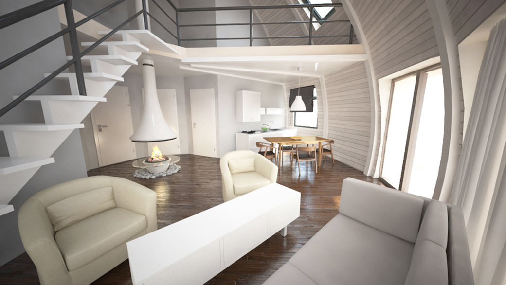 Thiết kế nội thất phòng khách thích hợp cho nhà mái vòm