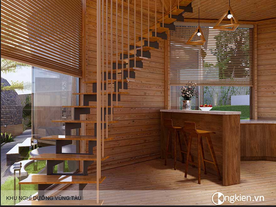 Thiết kế nội thất deluxe bungalow ốc sên thoáng đẹp