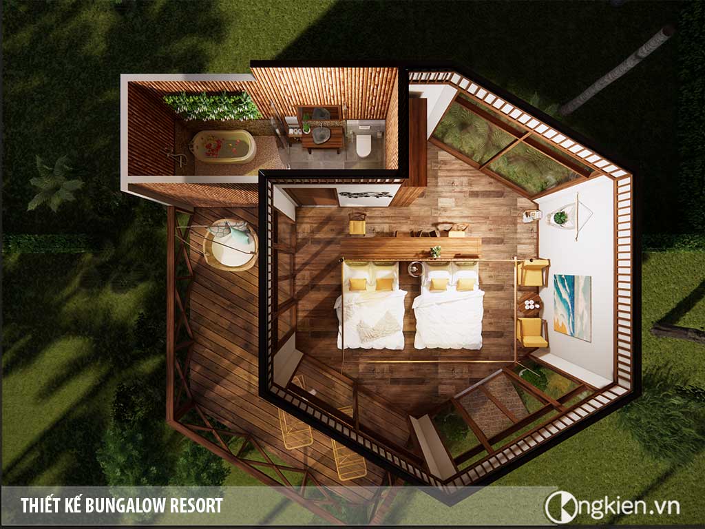 Mẫu thiết kế bungalow lục giác
