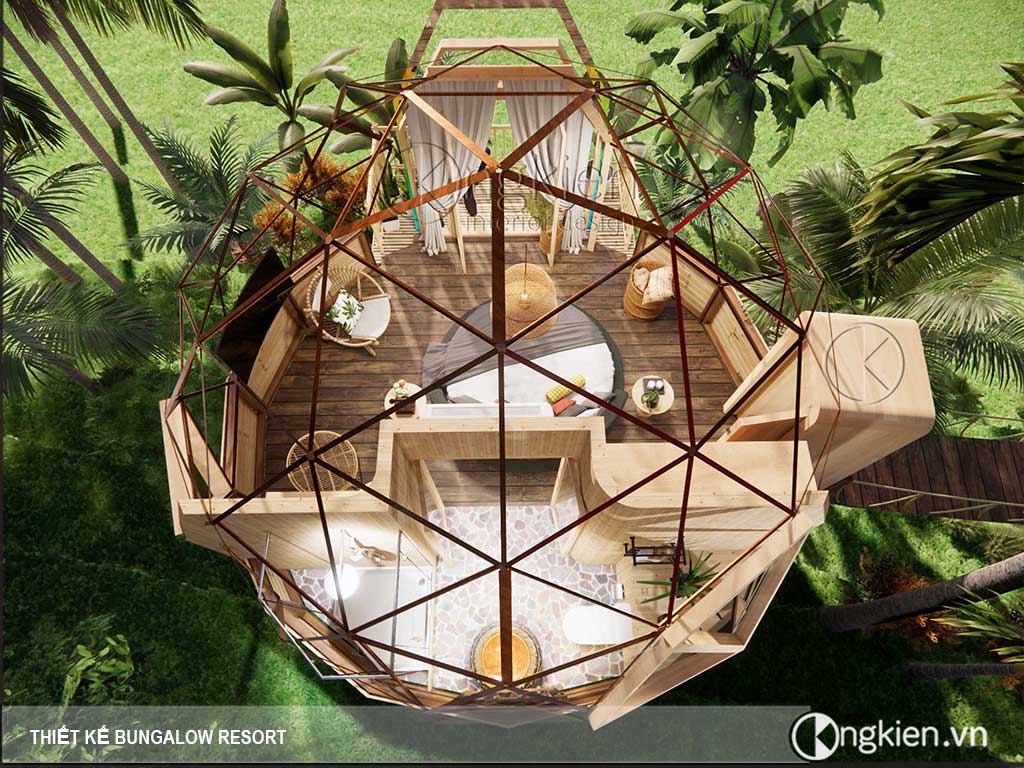 mẫu thiết kế nội thất tổng thể bungalow resort