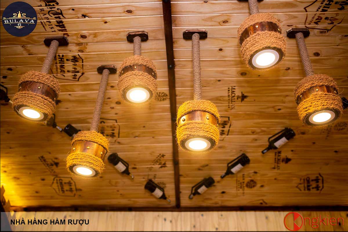 trang trí đèn trần hầm rượu nhà hàng Bulava