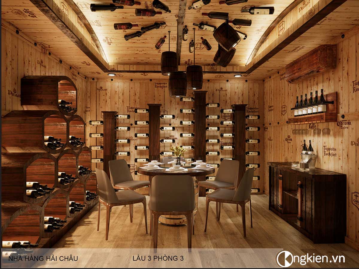 thiết kế hầm rượu nhà hàng Hải Châu -VIP3