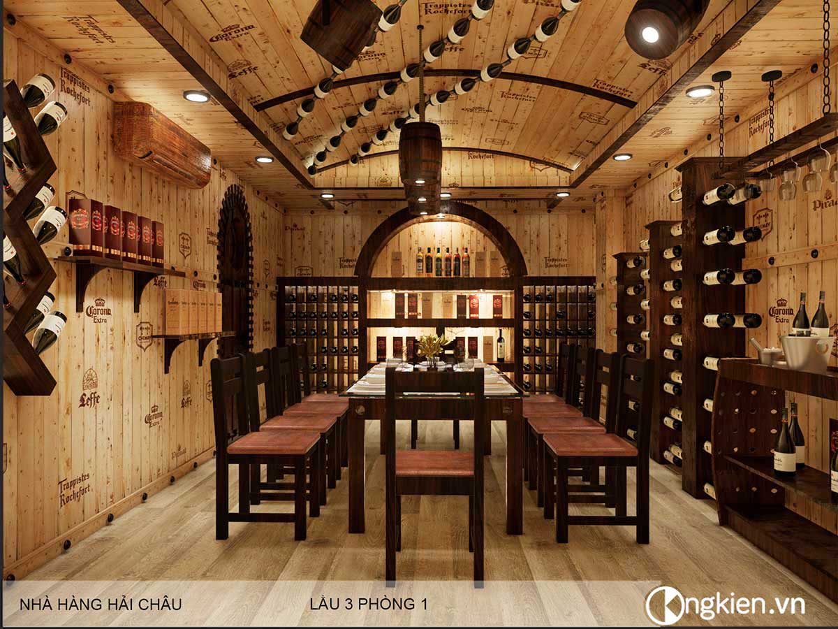 thiết kế hầm rượu nhà hàng Hải Châu -VIP1