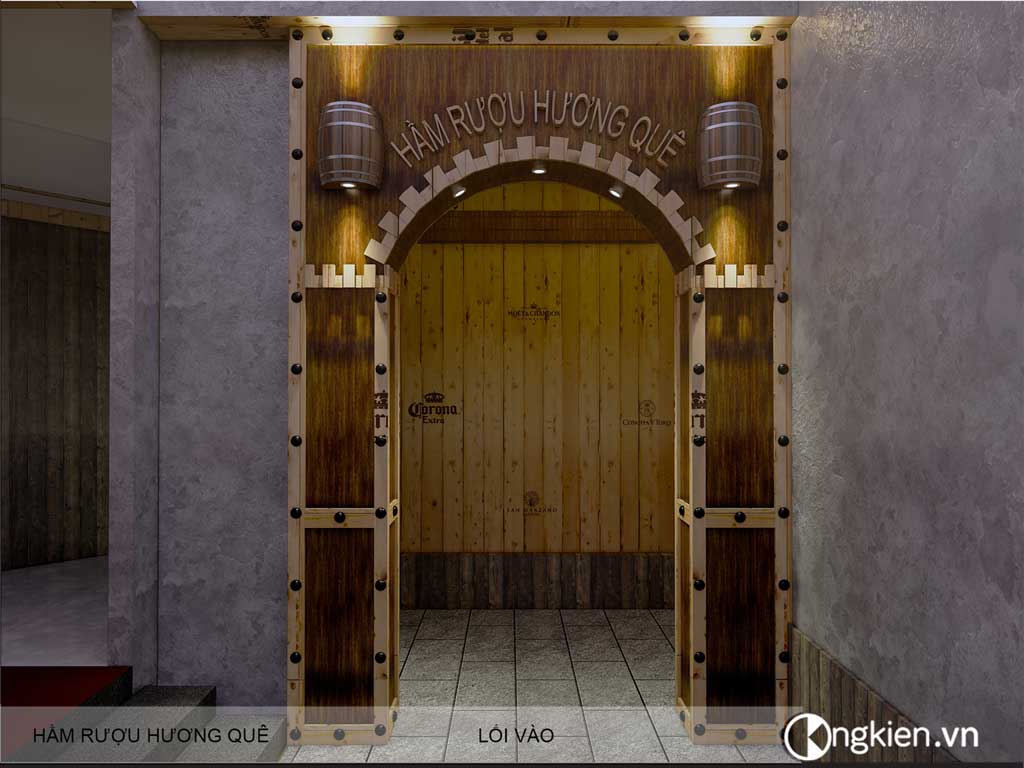thiết kế cổng vào hầm rượu