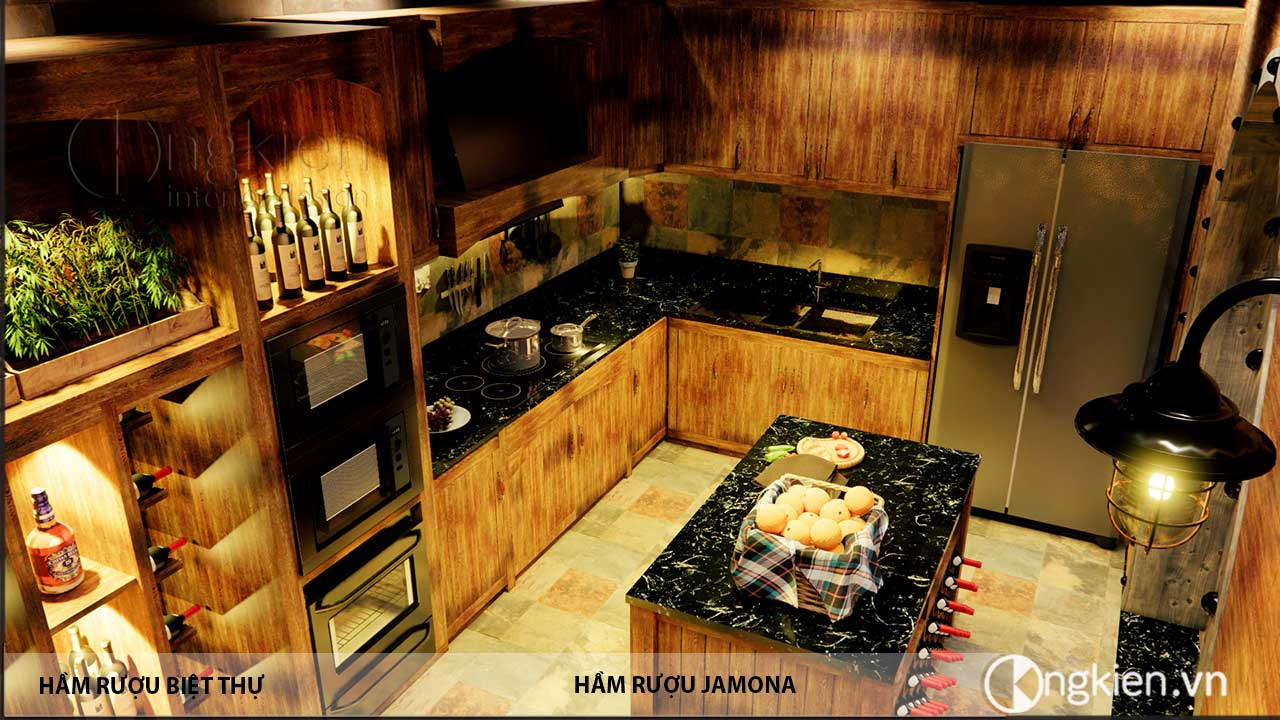 nội thất bếp biệt thự hầm rượu Jamona