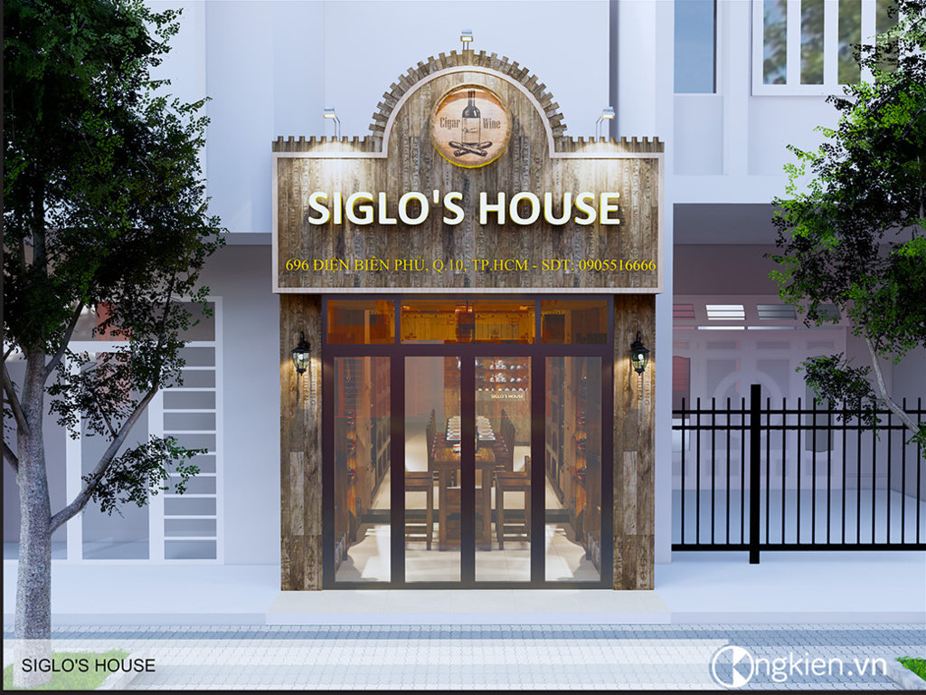 Thiết kế ngoại thất cửa hàng rượu Siglo's House