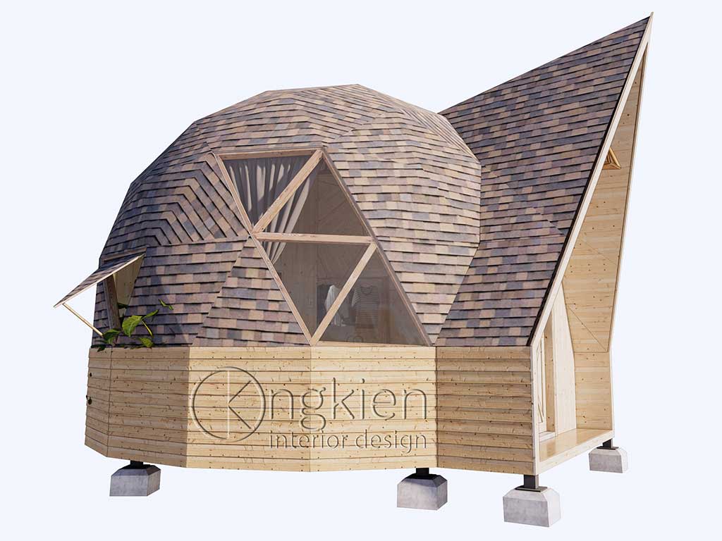 Thiết kế nhà gỗ bungalow lắp ghép Ông Kiến